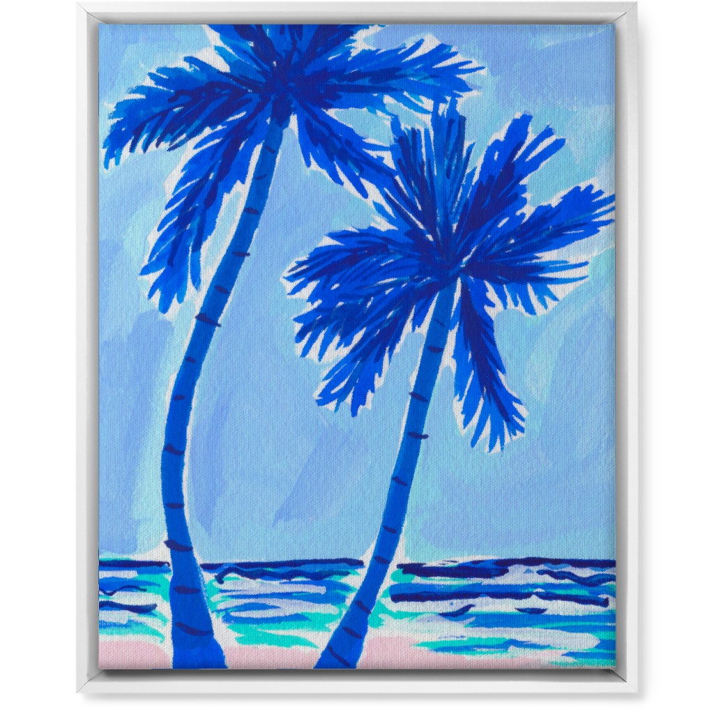 Palm Beach Vibes - Blue Wall Art, White, Single piece, Canvas, 16x20, Blue, True Blue