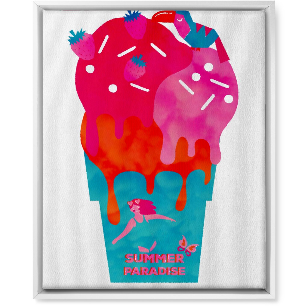 Summer Ice Cream Paradise - Multi Wall Art, White, Single piece, Canvas, 16x20, Multicolor