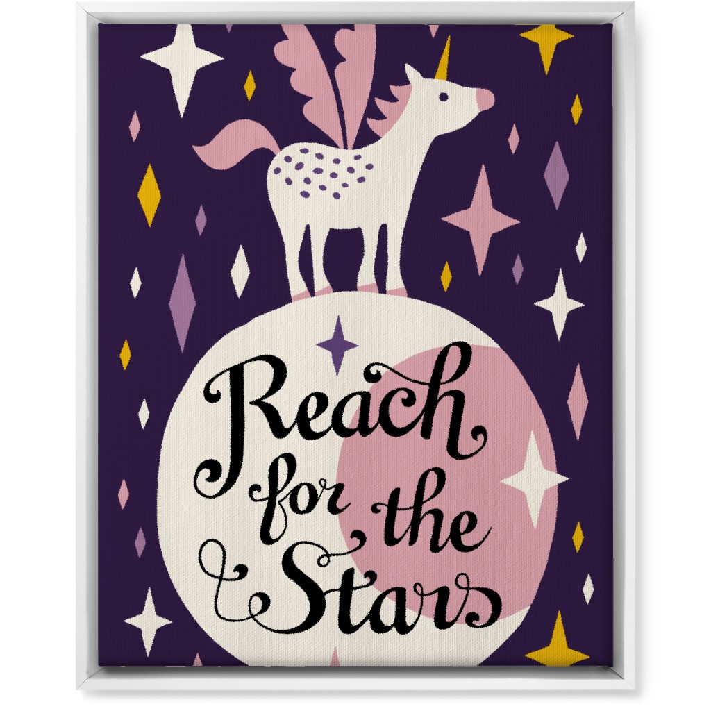 Unicorn Reach for the Stars - Pink & Purple Wall Art, White, Single piece, Canvas, 16x20, Pink, Bright Pink