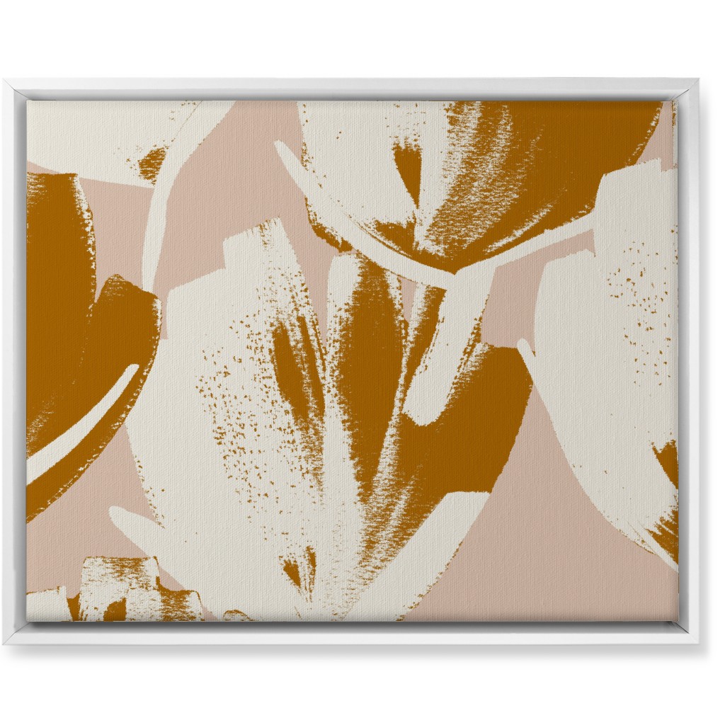 Flowers - Mustard Wall Art, White, Single piece, Canvas, 16x20, Pink