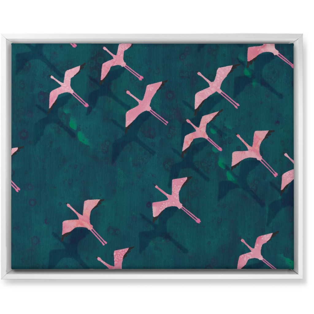 Flamingos Flying Wall Art, White, Single piece, Canvas, 16x20, Green