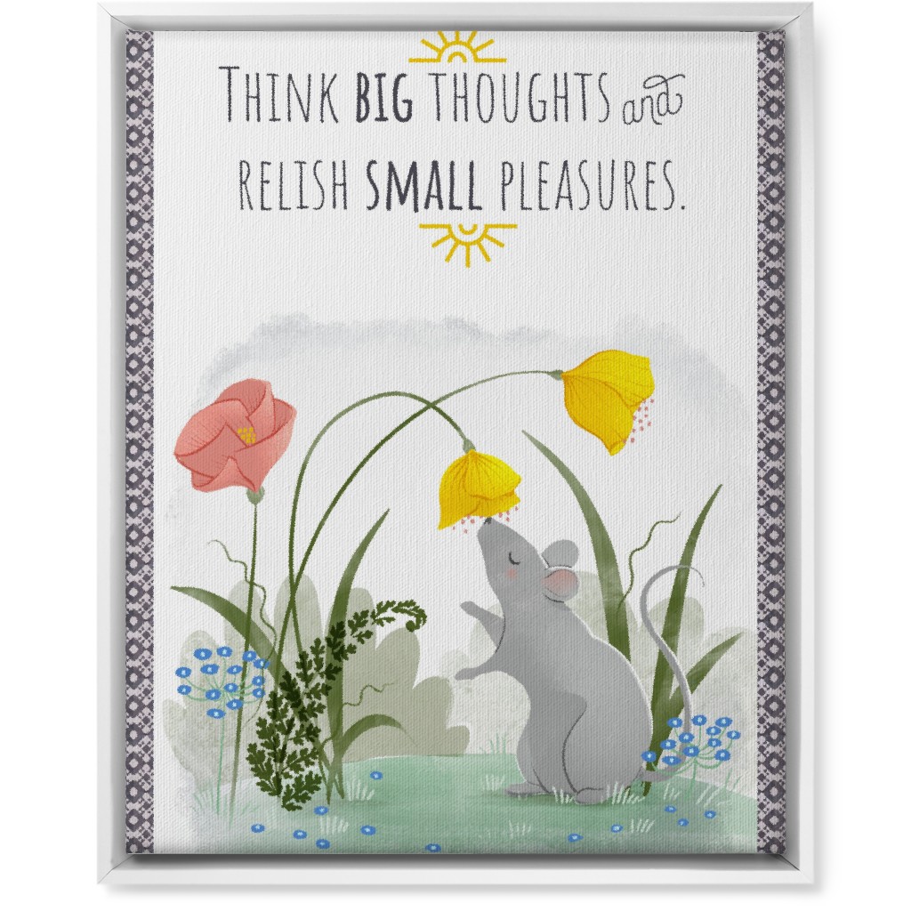 Big Thoughts Small Pleasures Mouse Wall Art, White, Single piece, Canvas, 16x20, Multicolor