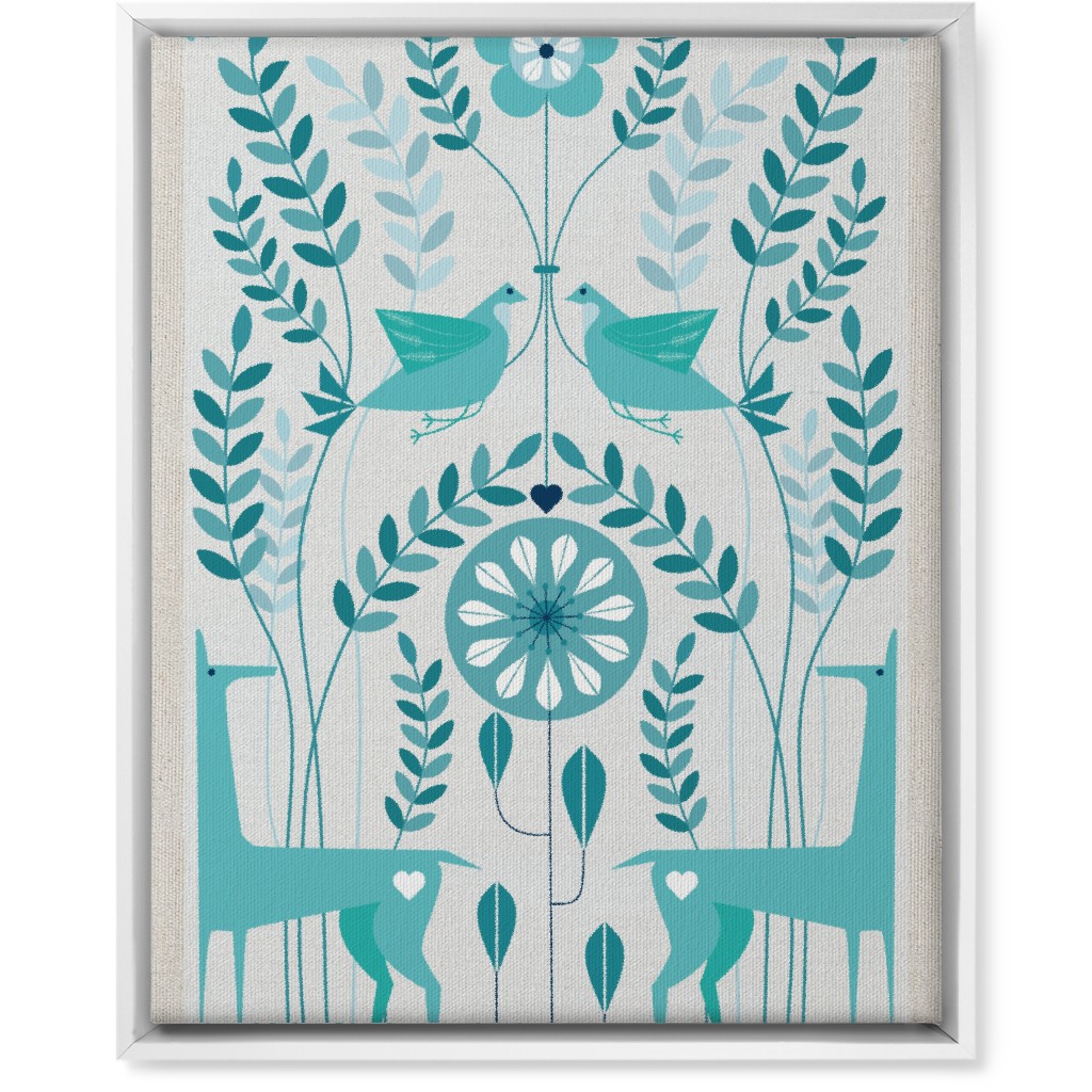 Peaceful Folk of the Forest Wall Art, White, Single piece, Canvas, 16x20, Blue