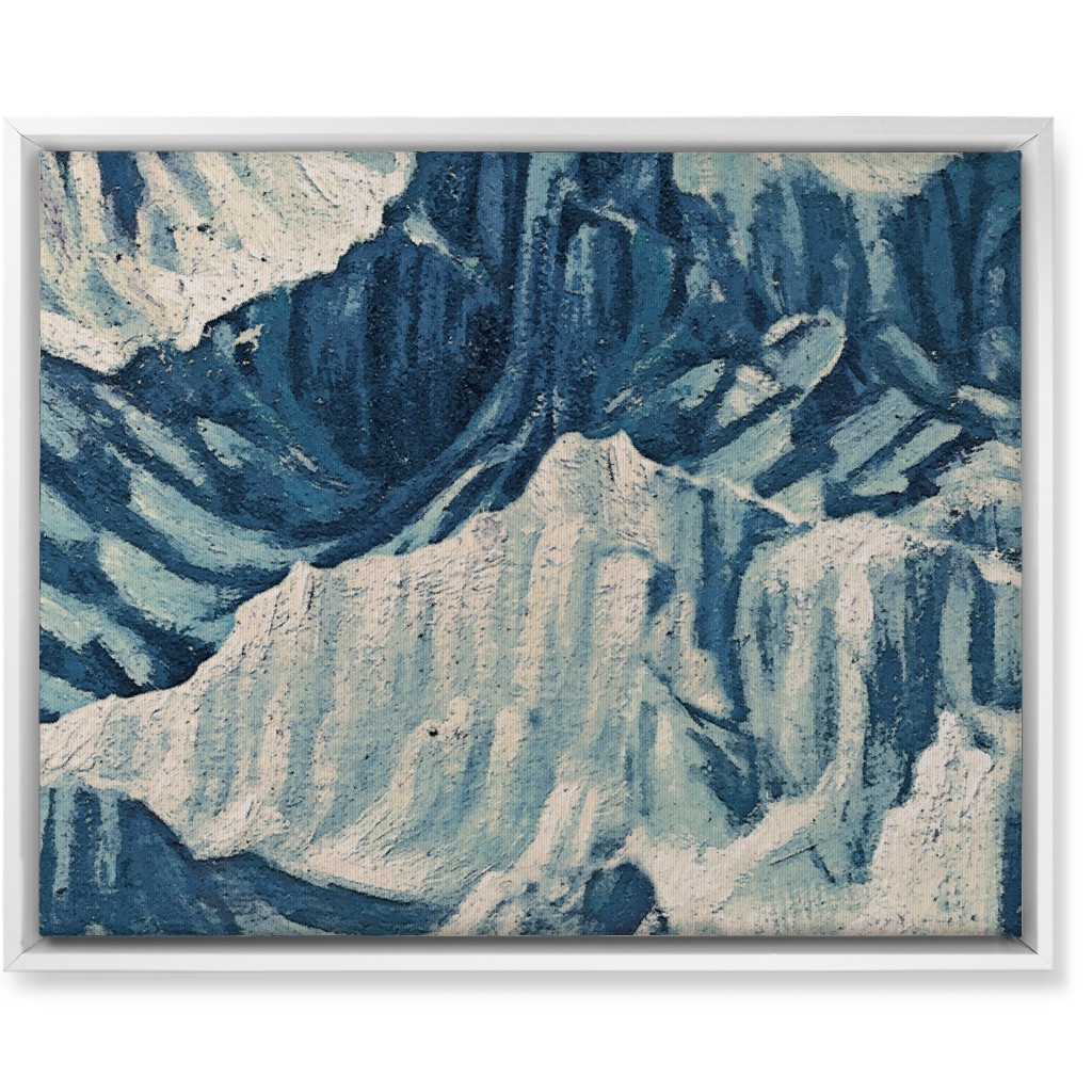 Vintage Snowy Mountains - Blue Wall Art, White, Single piece, Canvas, 16x20, Blue, True Blue