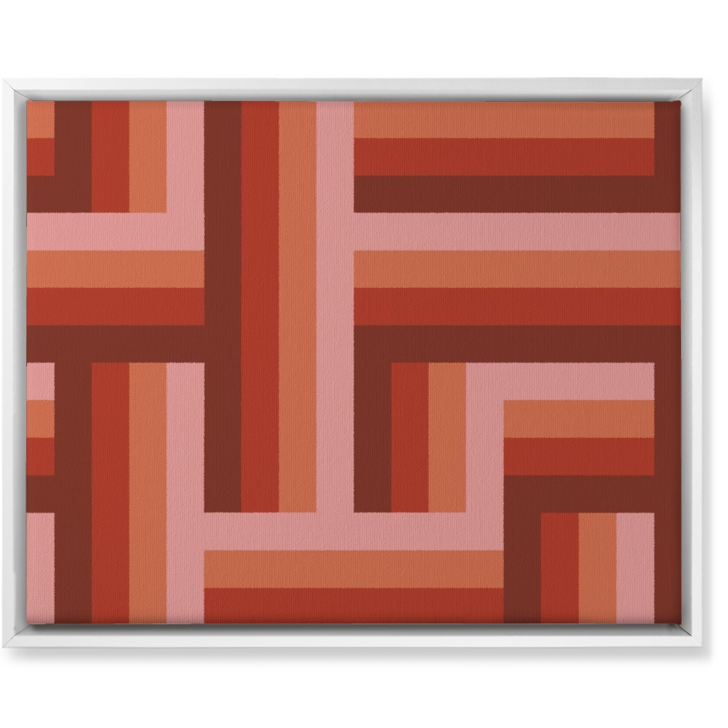 Retro Lattice - Mauve Multi Wall Art, White, Single piece, Canvas, 16x20, Red