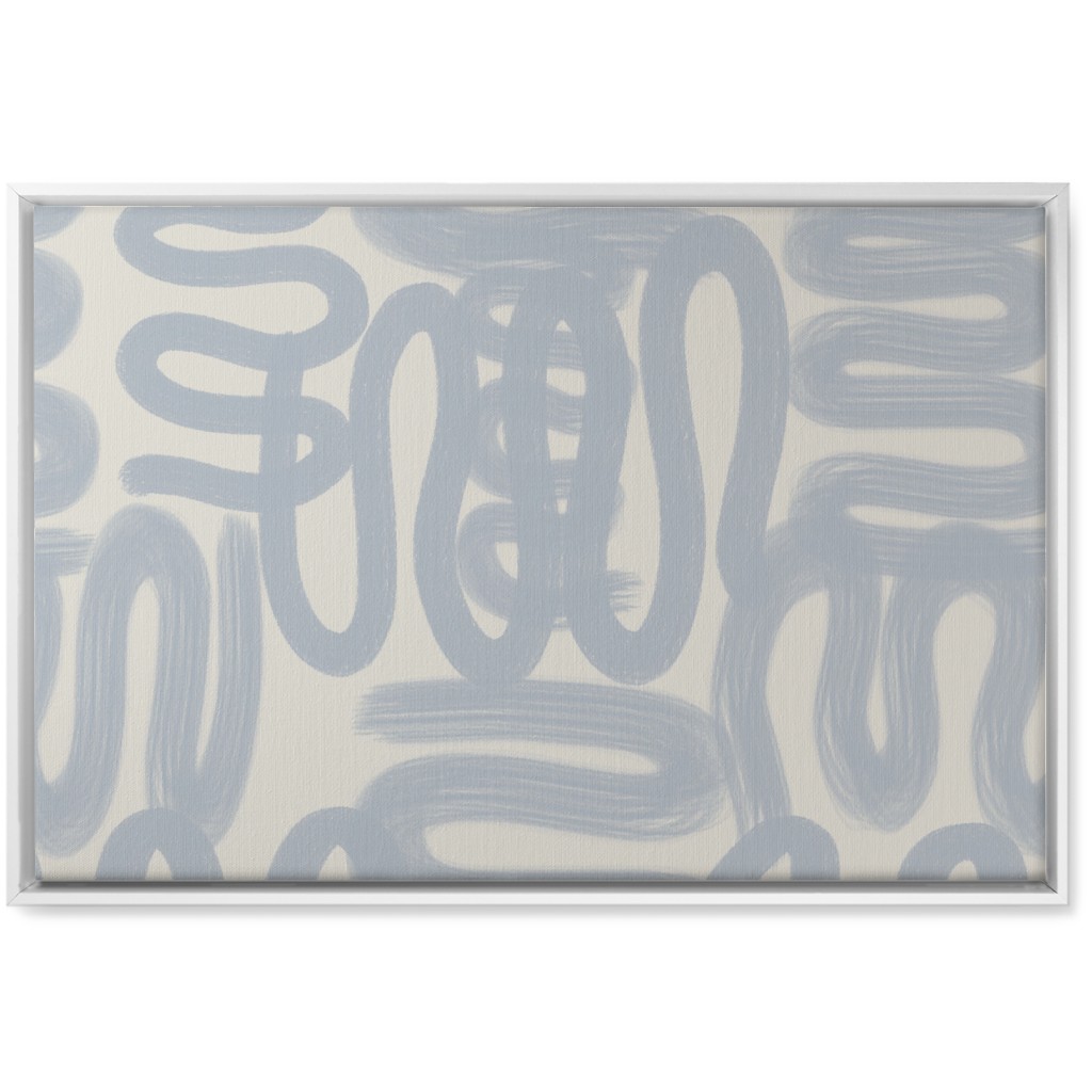 Squiggle - Blue and Cream Wall Art, White, Single piece, Canvas, 20x30, Blue, True Blue
