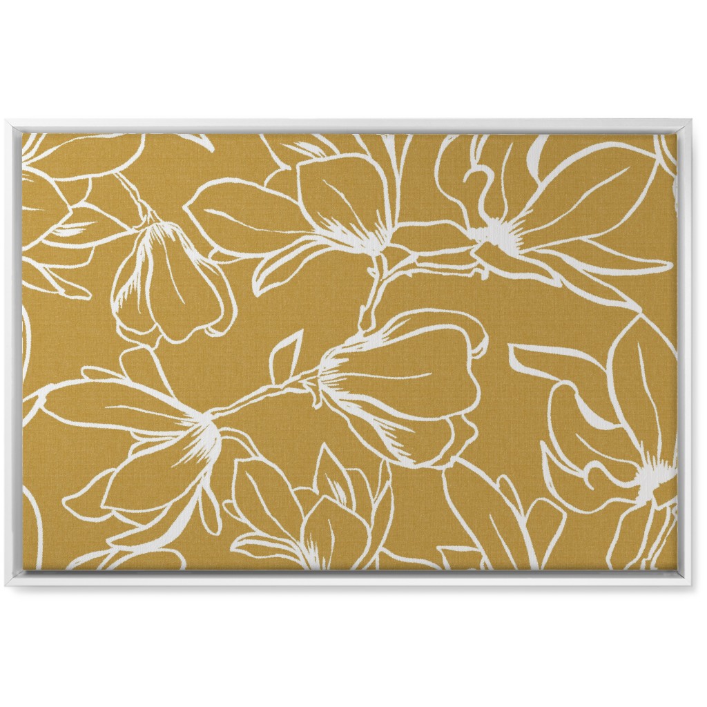 Magnolia Garden Wall Art, White, Single piece, Canvas, 20x30, Brown, Golden