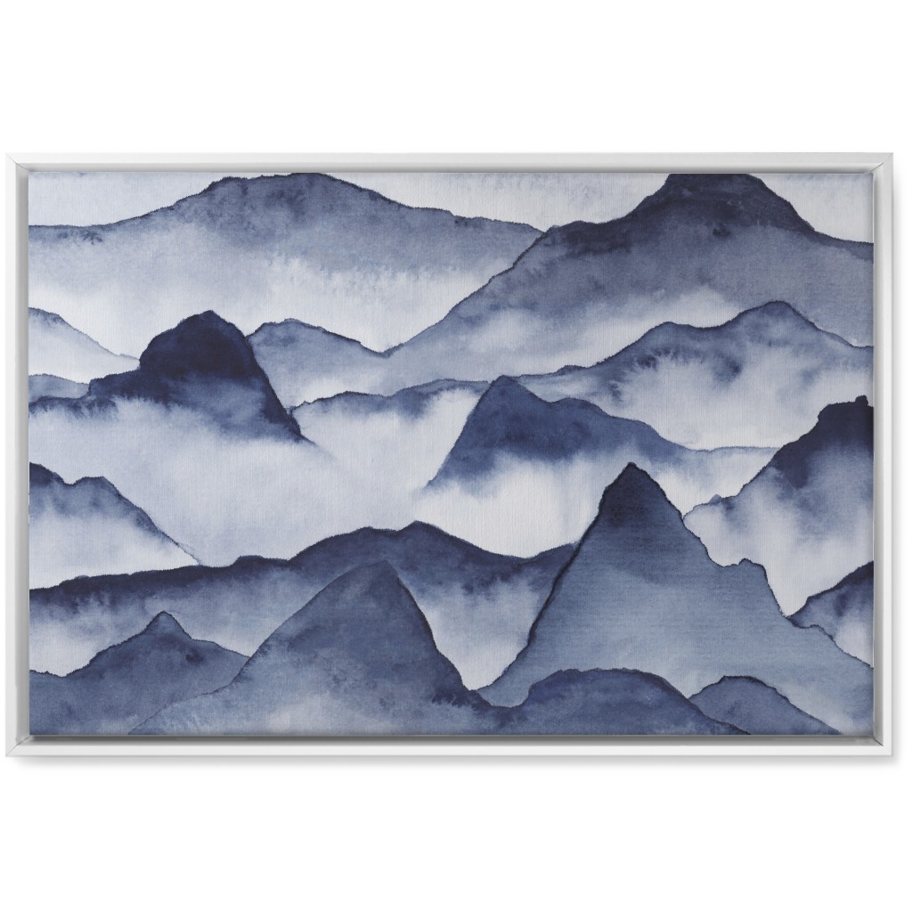 Watercolor Mountains - Blue Wall Art, White, Single piece, Canvas, 20x30, Blue