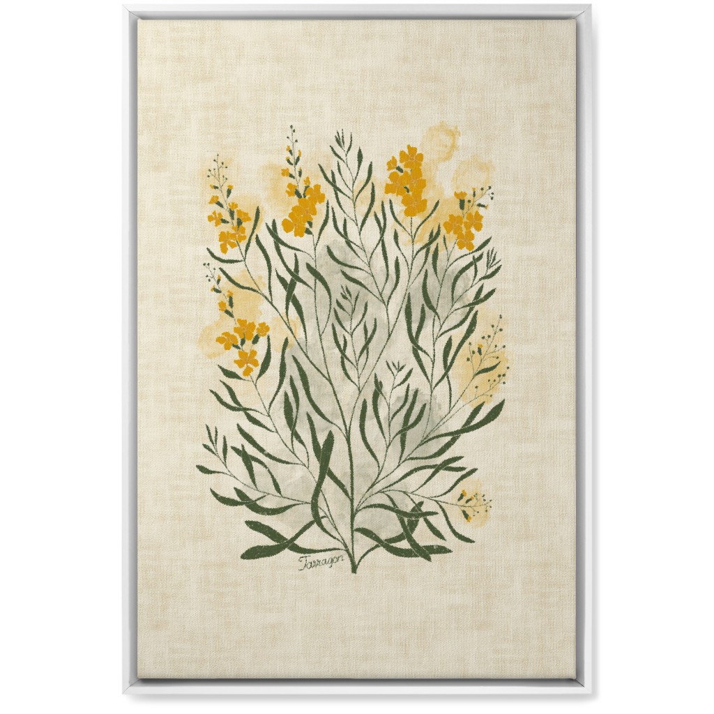 Tarragon - Botanical Illustration Wall Art, White, Single piece, Canvas, 20x30, Beige, Pearl