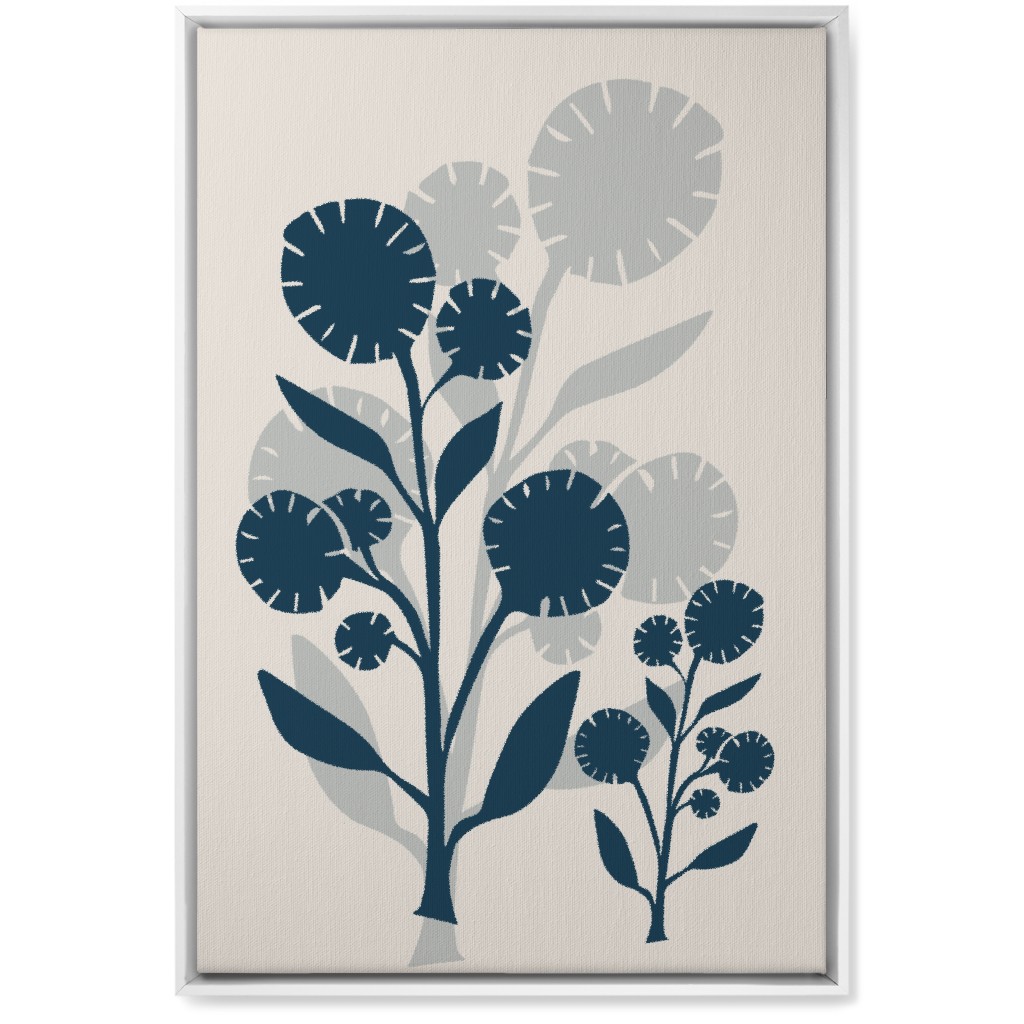 Abstract Flower Wall Art, White, Single piece, Canvas, 20x30, Blue, Blue Yonder