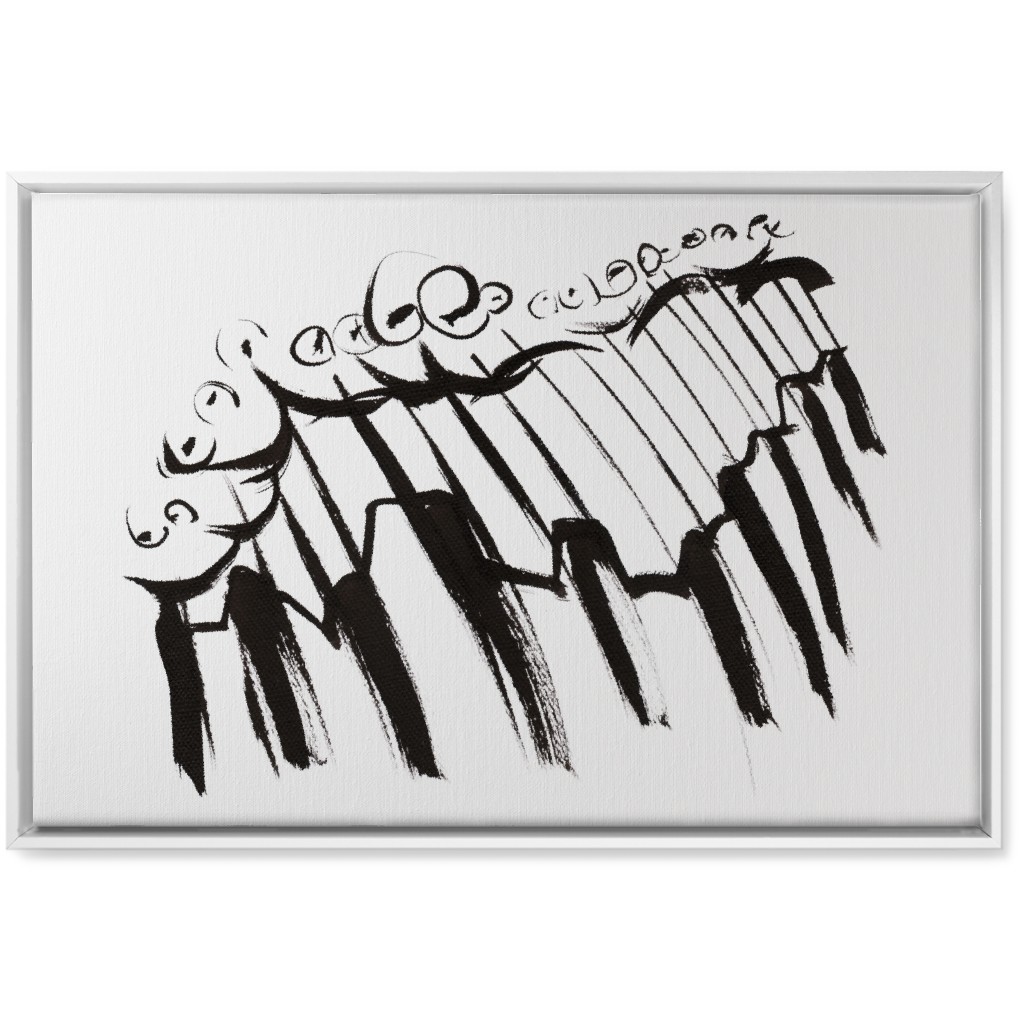 Pianissmo - Black and White Wall Art, White, Single piece, Canvas, 20x30, White, White