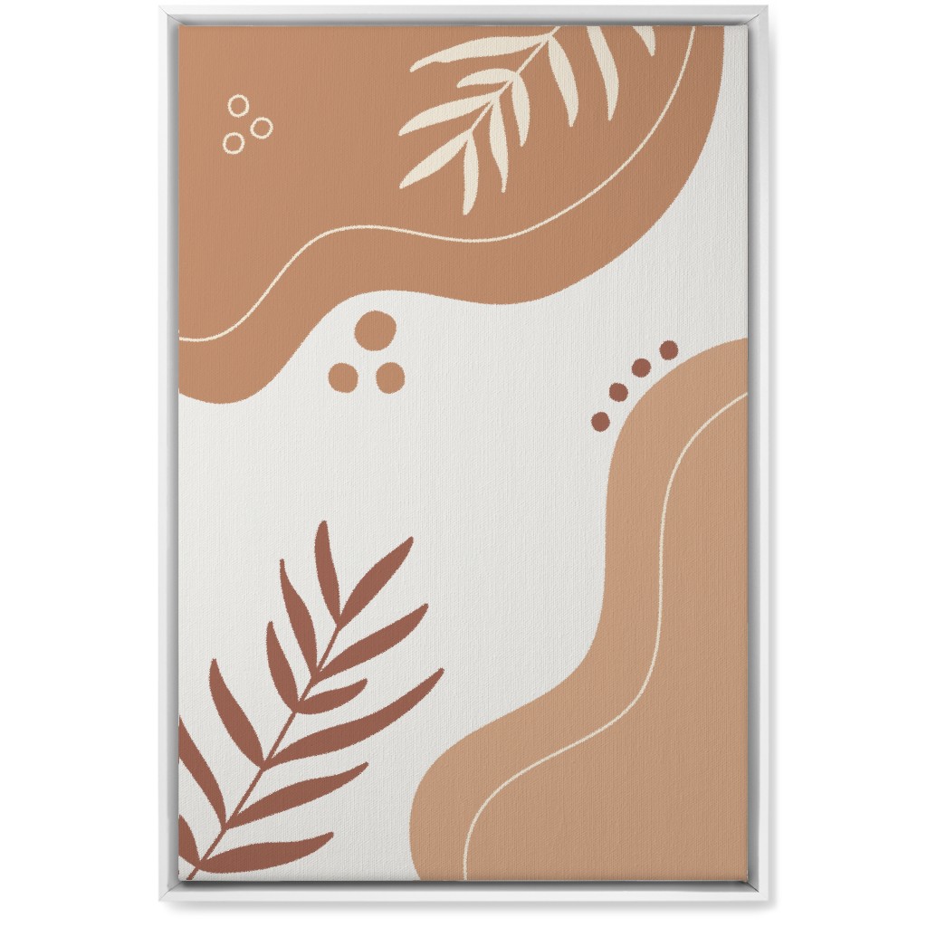 Fern Leaves and Abstract Shapes - Neutral Wall Art, White, Single piece, Canvas, 20x30, Orange, Orange