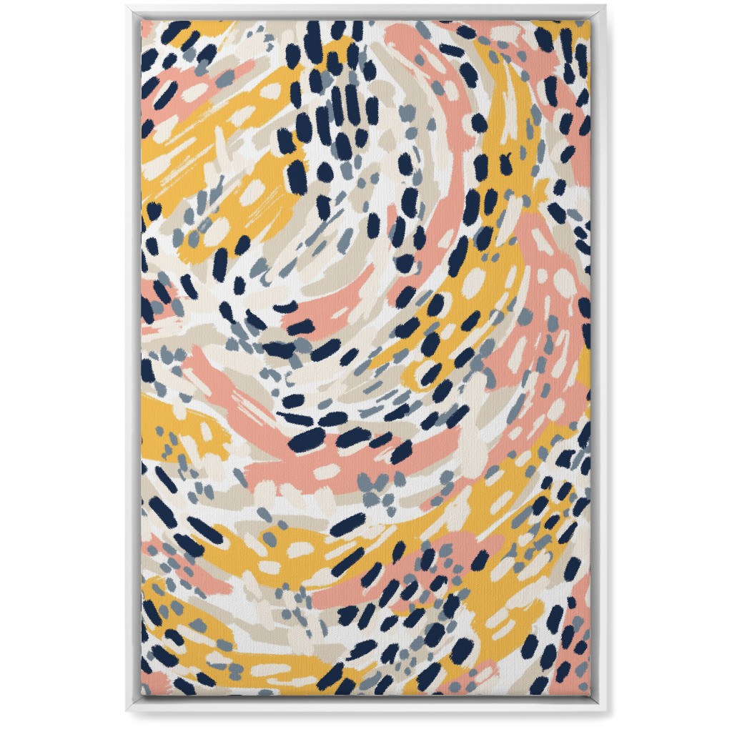 Abstract Painterly Swirls, Dots and Brushstrokes - Multi Wall Art, White, Single piece, Canvas, 20x30, Multicolor