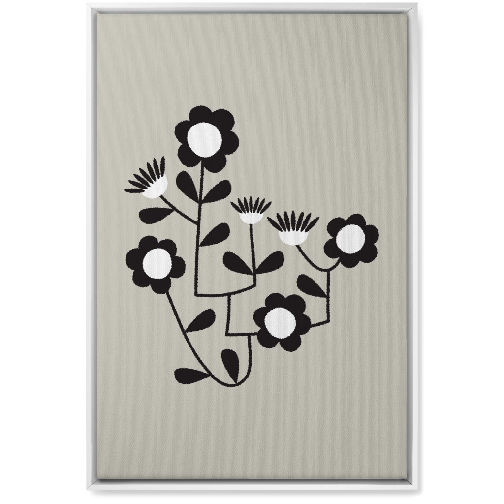 Mod Hanging Floral Wall Art, White, Single piece, Canvas, 20x30, Gray