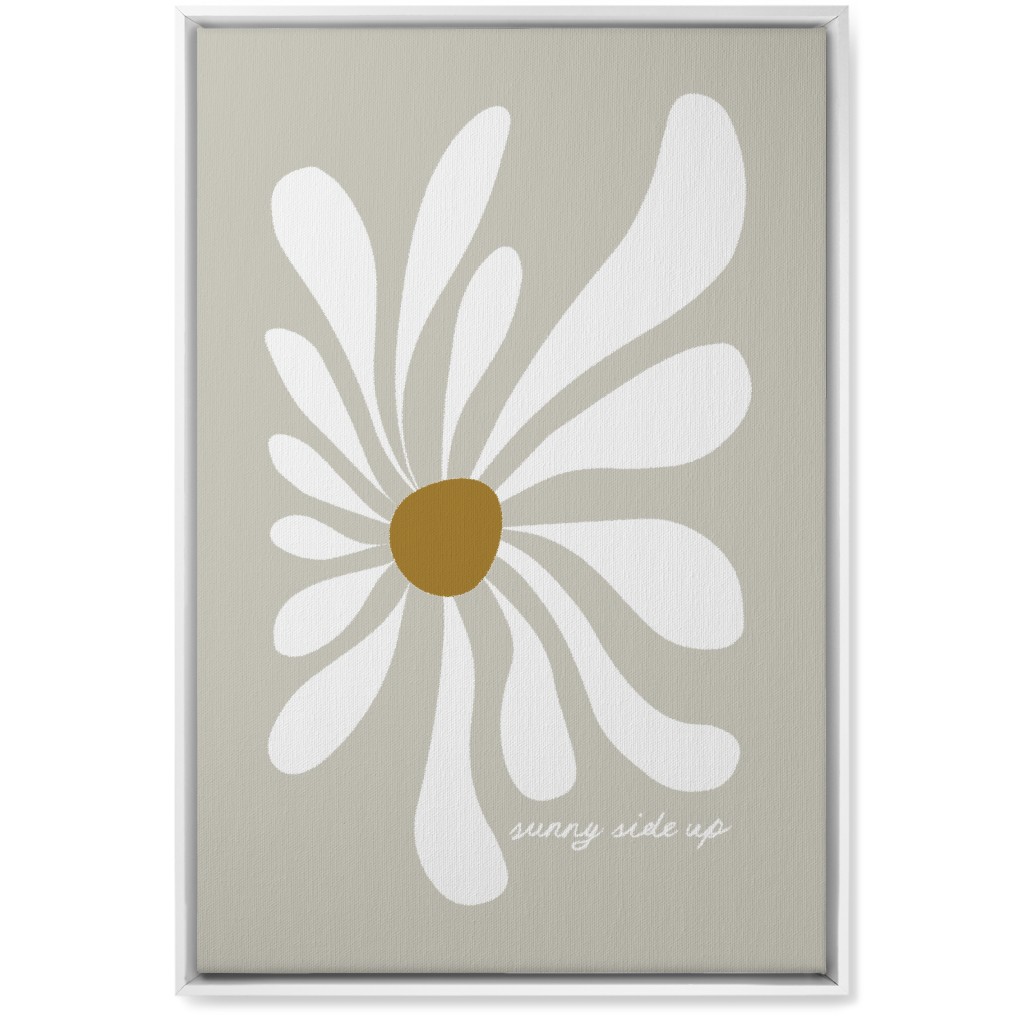 Mod Sunny Side Up Daisy Wall Art, White, Single piece, Canvas, 20x30, Gray