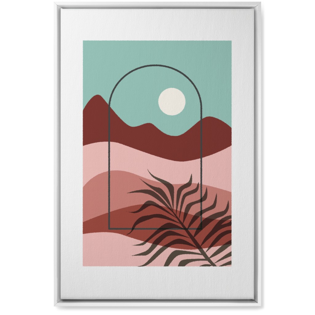 Floating Frame Abstract Mountain Landscape Wall Art, White, Single piece, Canvas, 20x30, Multicolor