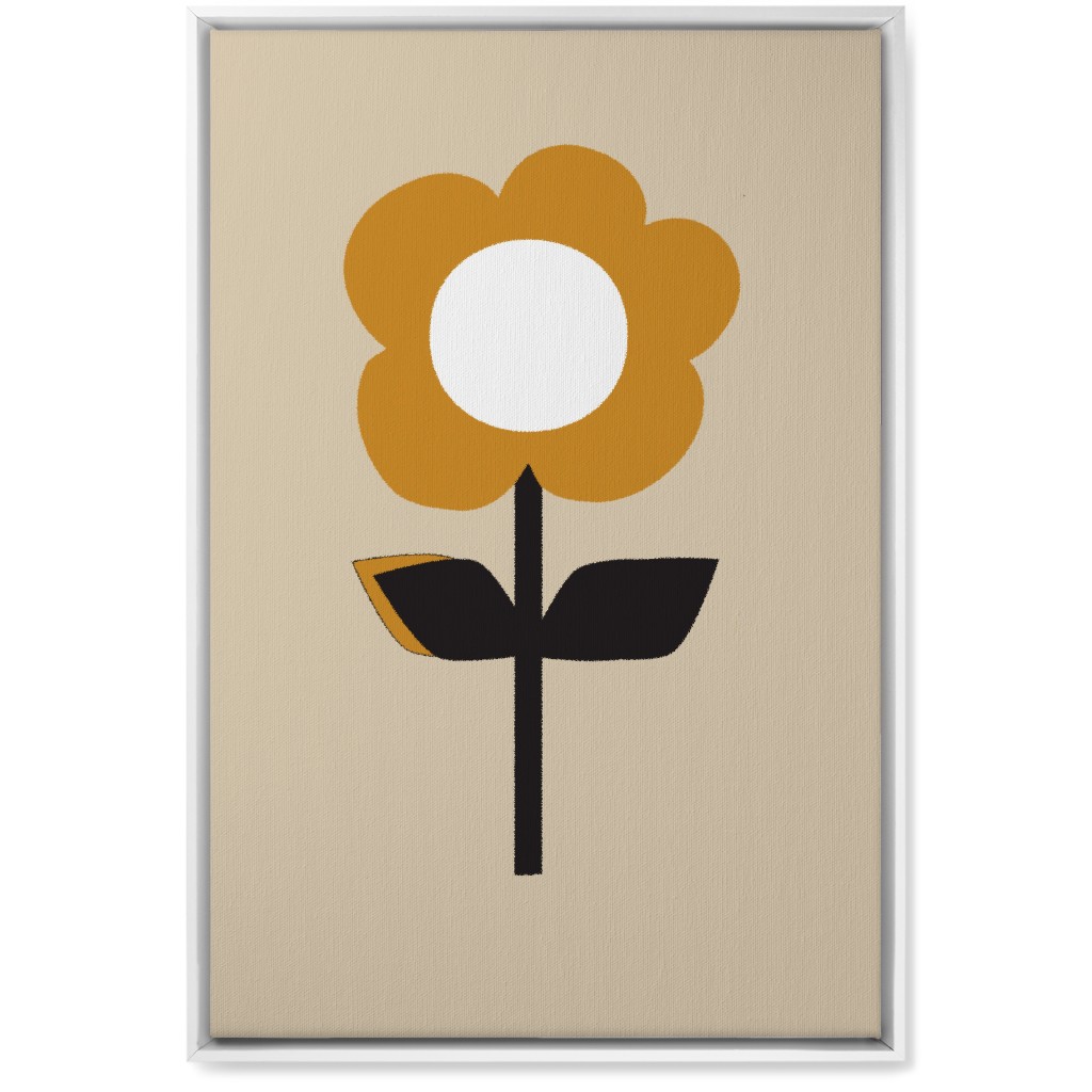 Retro Flower Wall Art, White, Single piece, Canvas, 20x30, Orange
