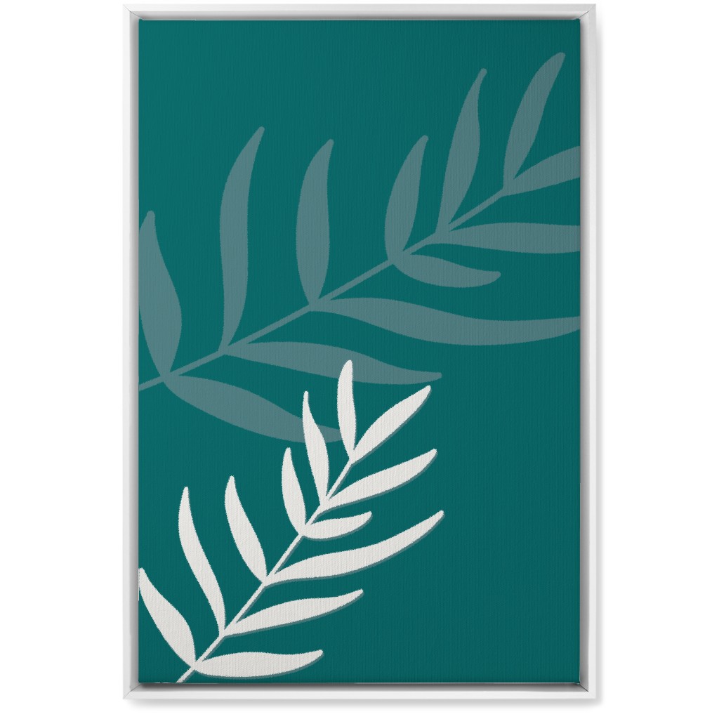 Fern Leaves in Neutral Earth Tones Wall Art, White, Single piece, Canvas, 20x30, Green, Blue Lagoon