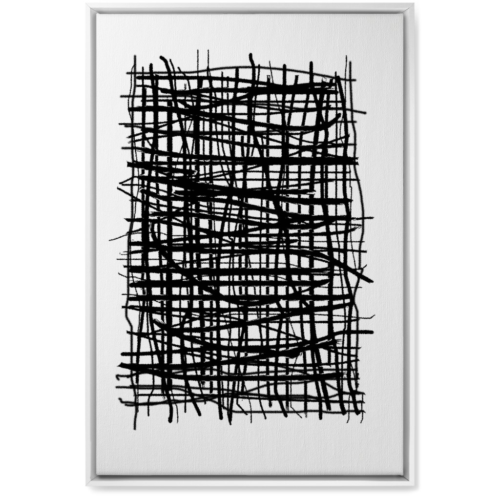 Woven Abstraction - Black on White Wall Art, White, Single piece, Canvas, 20x30, Black, Black