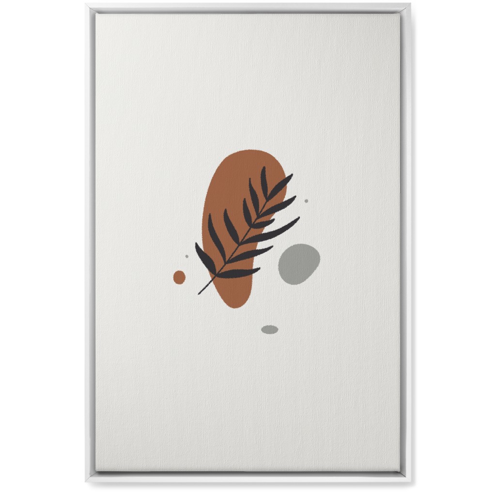 Shapes and Fern Leaf V Wall Art, White, Single piece, Canvas, 20x30, Brown, Toast