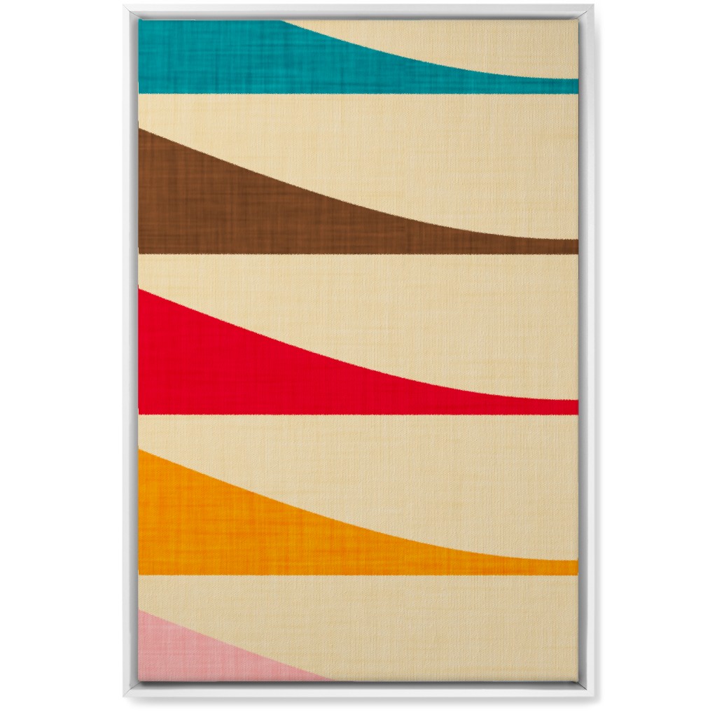 Mid Mod Waves Wall Art, White, Single piece, Canvas, 20x30, Multicolor, Bright Red