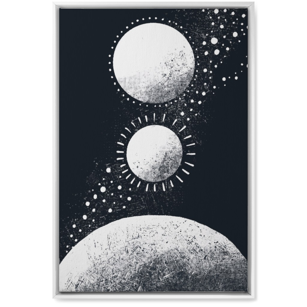 Moonrise Planets - Dark Wall Art, White, Single piece, Canvas, 20x30, Black, Black
