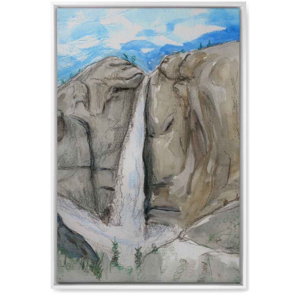 Many Faces of Bridalveil Falls in Yosemite National Park Wall Art, White, Single piece, Canvas, 20x30, Gray