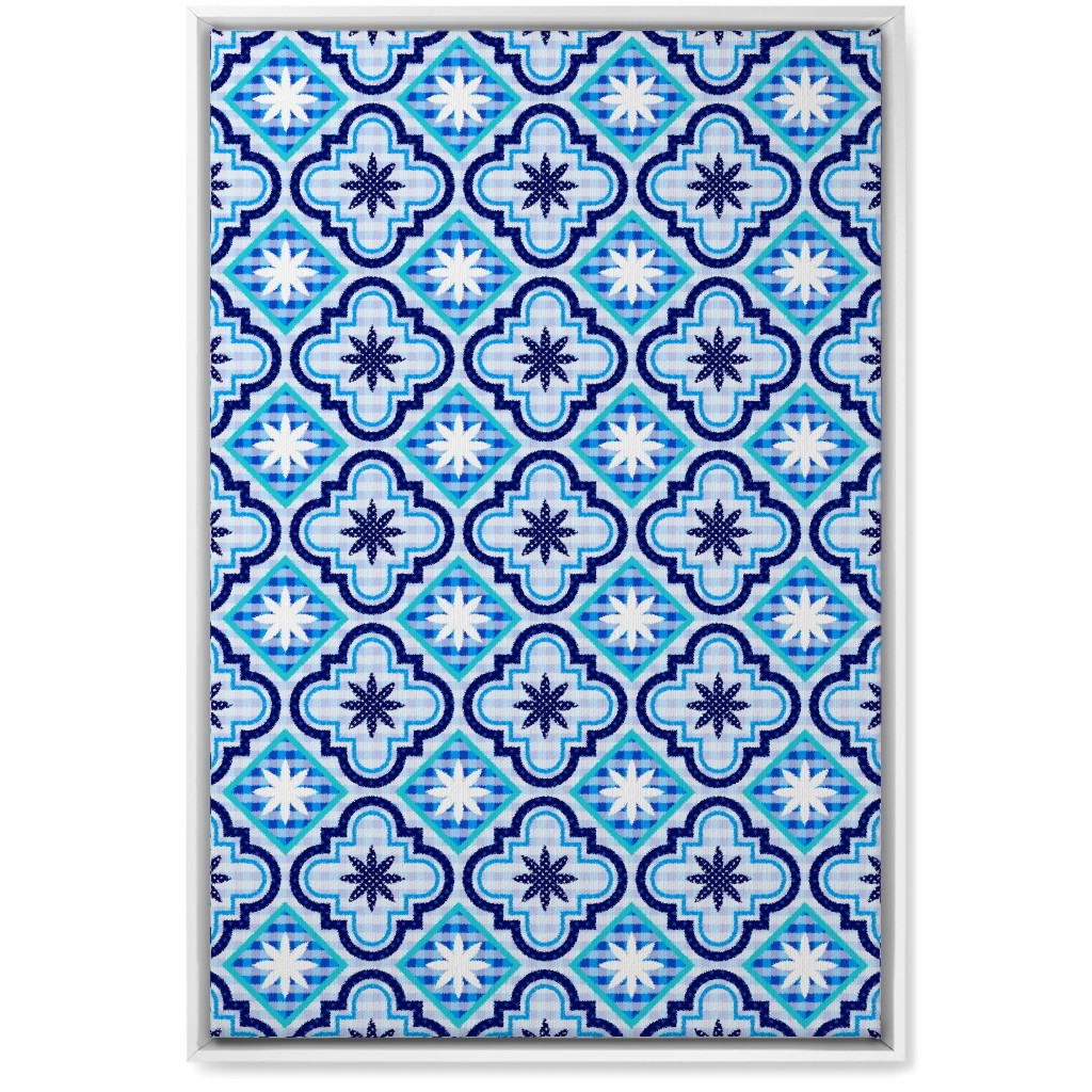 Tile Patchwork - Blue Wall Art, White, Single piece, Canvas, 20x30, Blue