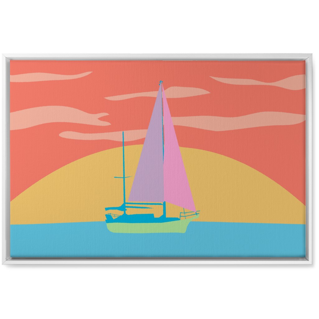 Minimalist Sunset Sail - Bold Wall Art, White, Single piece, Canvas, 20x30, Multicolor