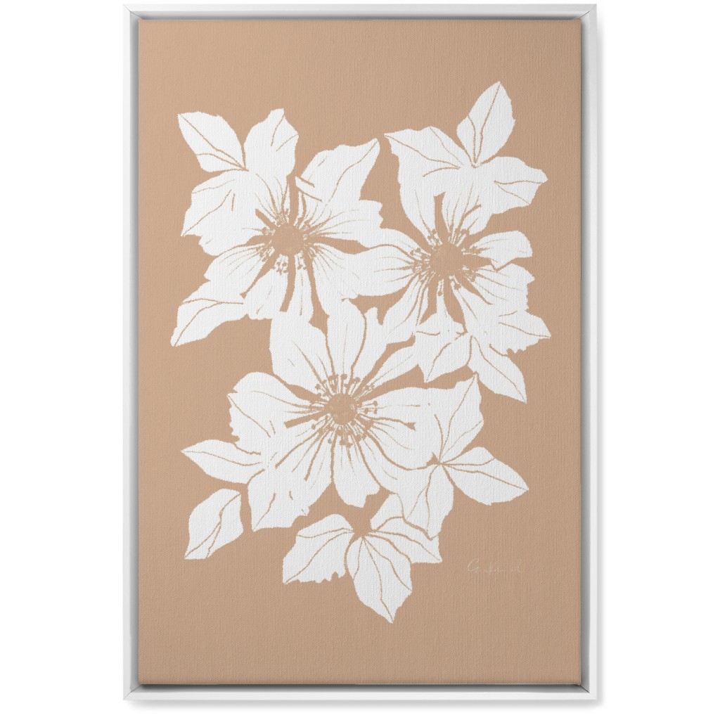 Botanical Big Anemones Wall Art, White, Single piece, Canvas, 20x30, Beige