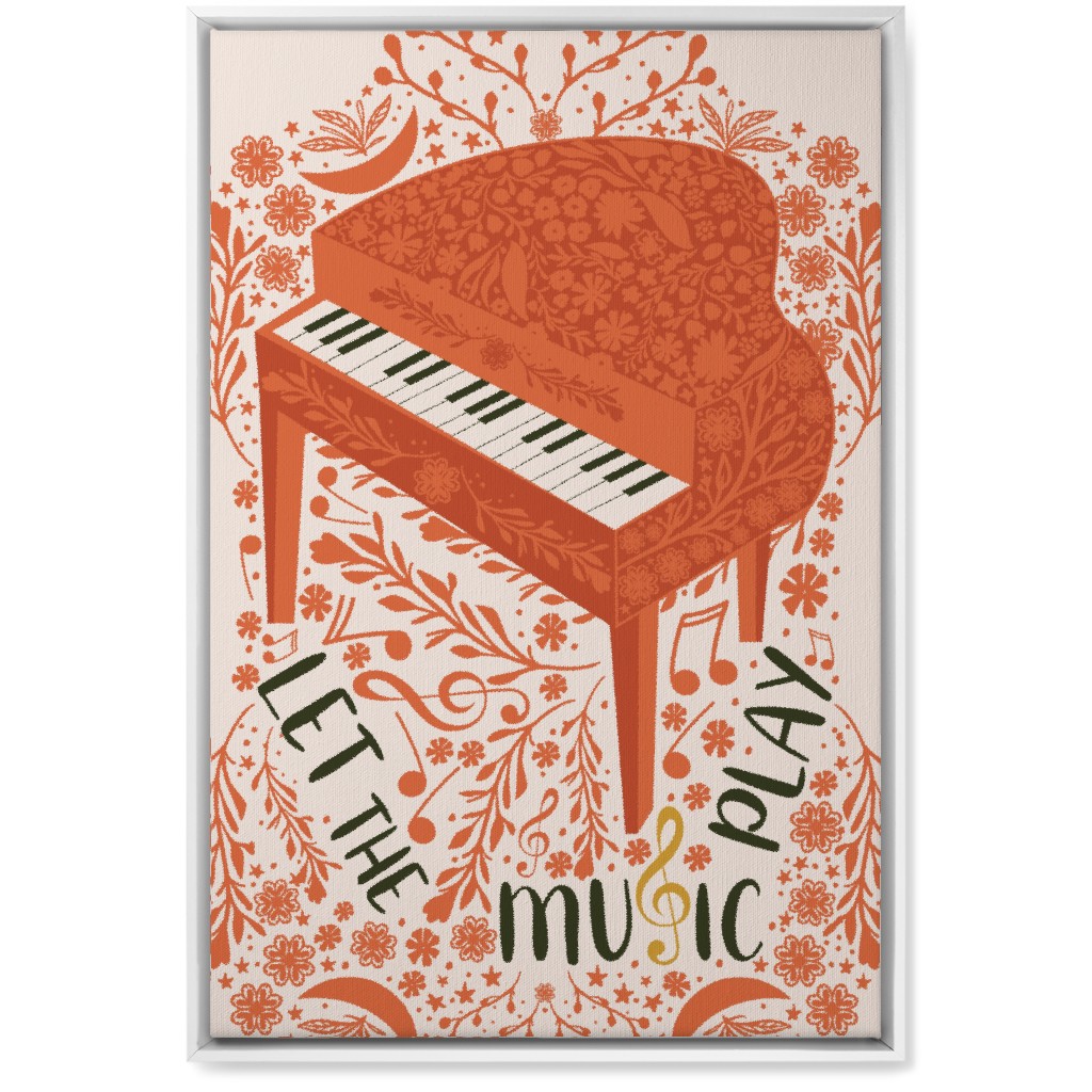Let the Music Play - Red Wall Art, White, Single piece, Canvas, 20x30, Pink