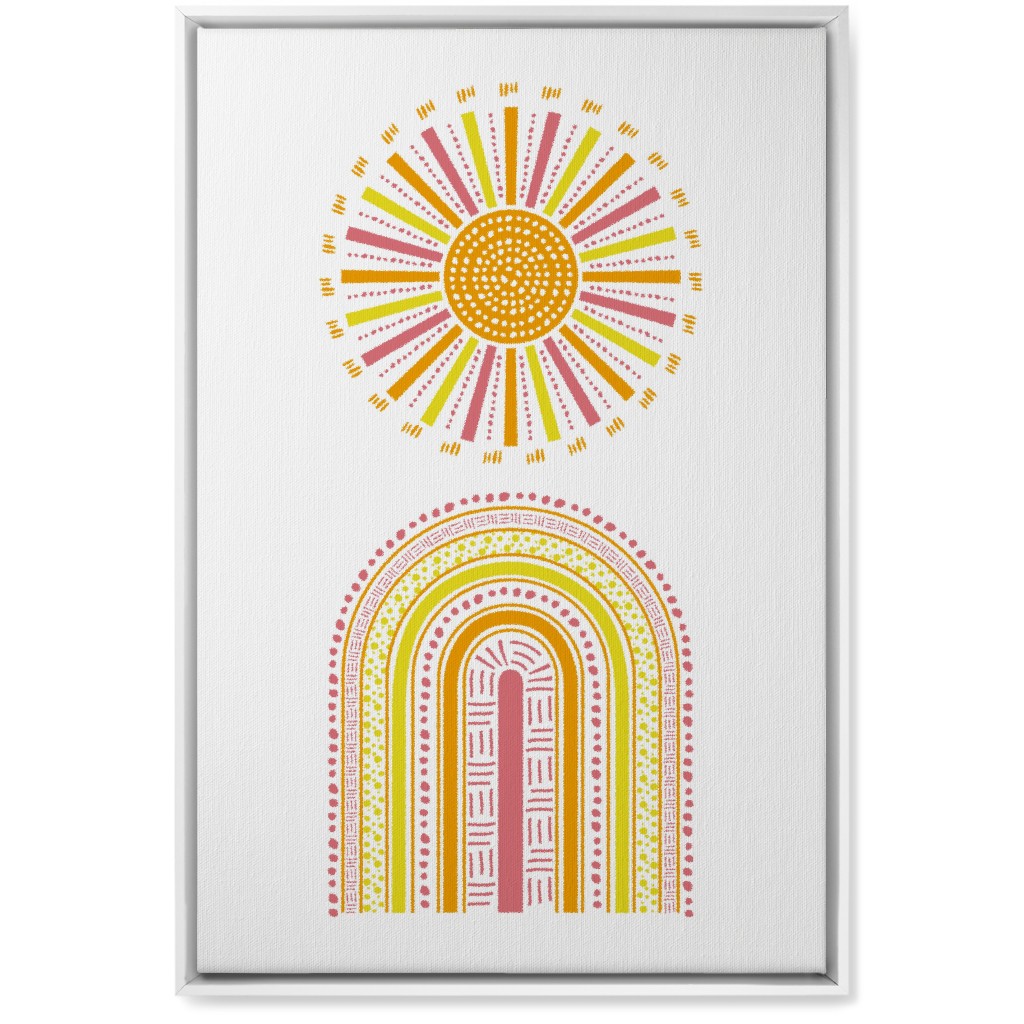 Boho Rainbow and Sun - Warm Wall Art, White, Single piece, Canvas, 20x30, Multicolor
