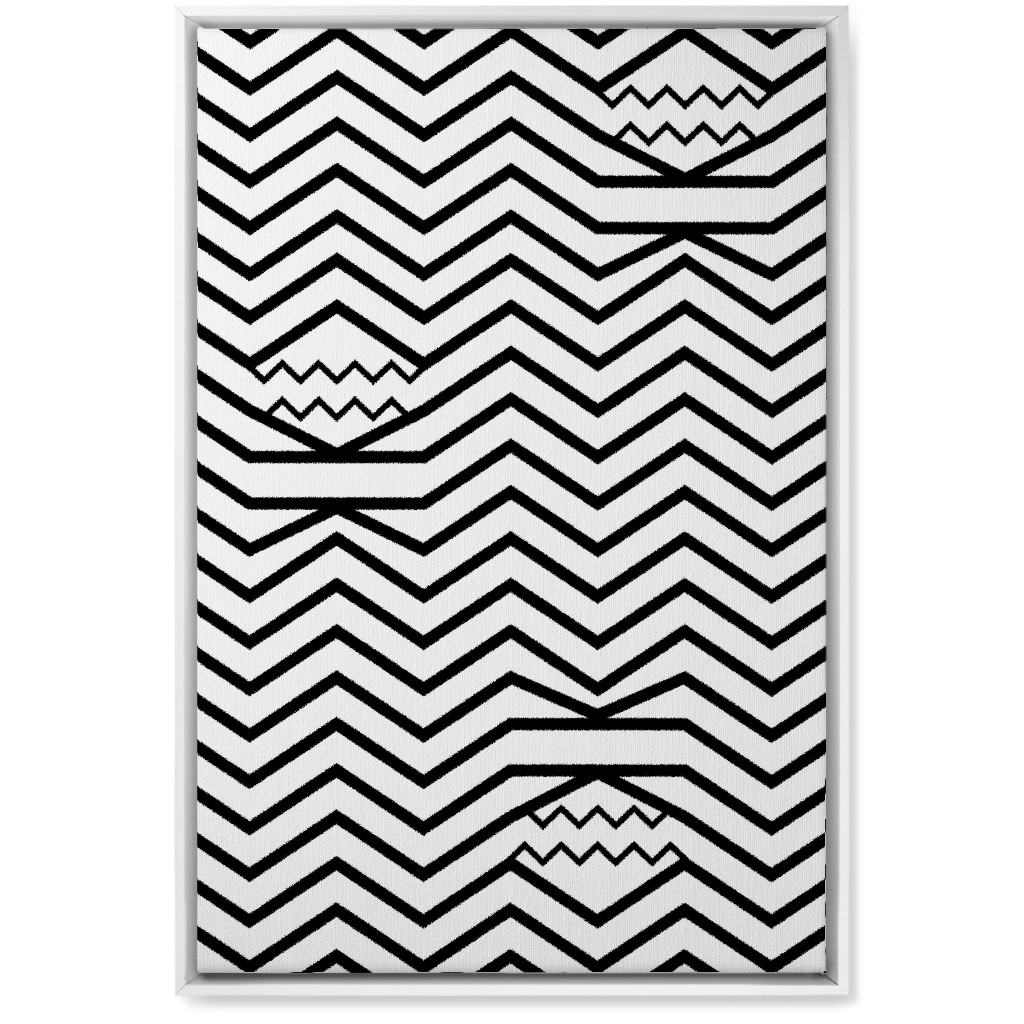 Wavy Lines - Black and White Wall Art, White, Single piece, Canvas, 20x30, Black