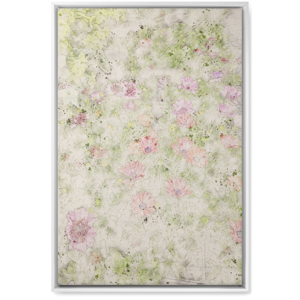Watercolor Floral - Beige and Pink Wall Art, White, Single piece, Canvas, 20x30, Beige