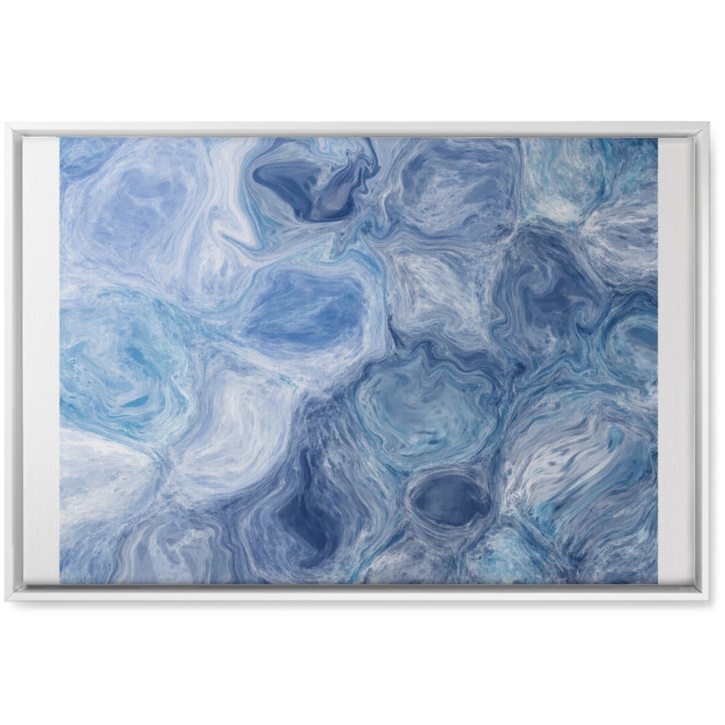 Abstract Acrylic Pour Ripple - Blue Wall Art, White, Single piece, Canvas, 20x30, Blue, True Blue