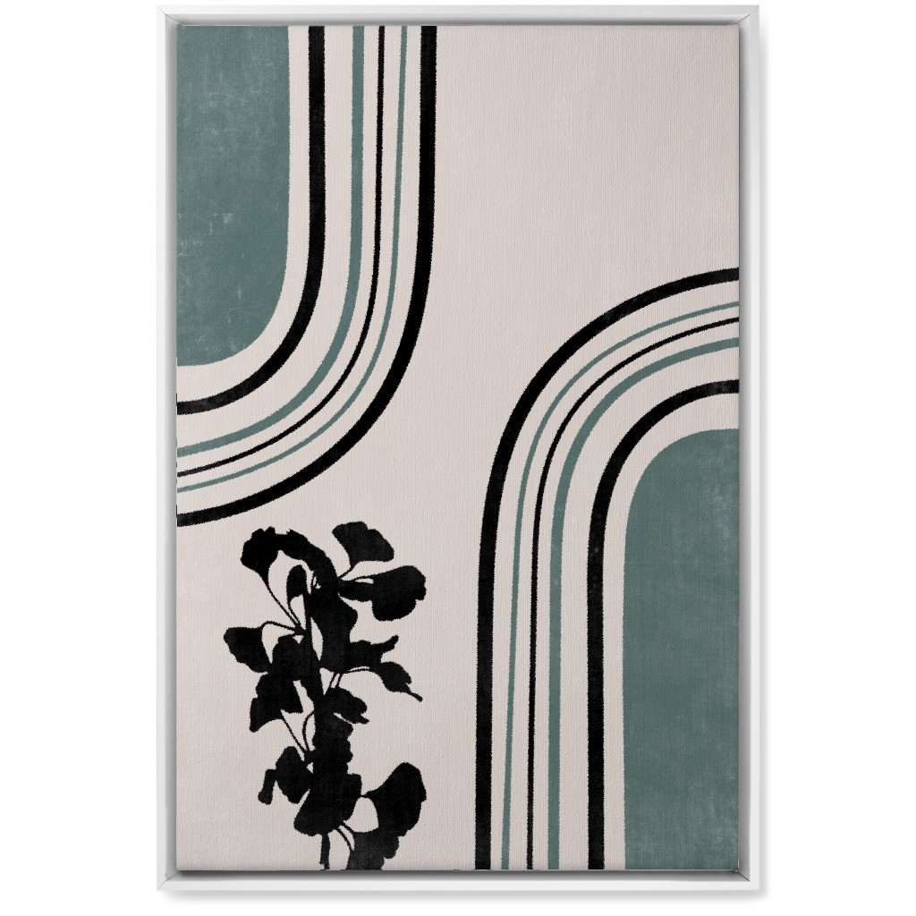 Modern Garden Pathway - Green and Ivory Wall Art, White, Single piece, Canvas, 20x30, Green, Classic Green