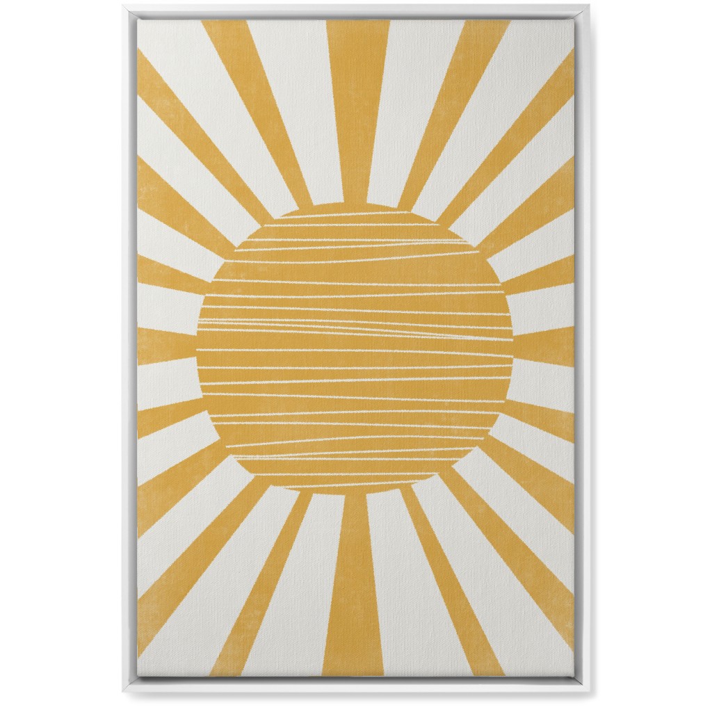 Sun Glow - Yellow and Beige Wall Art, White, Single piece, Canvas, 20x30, Yellow