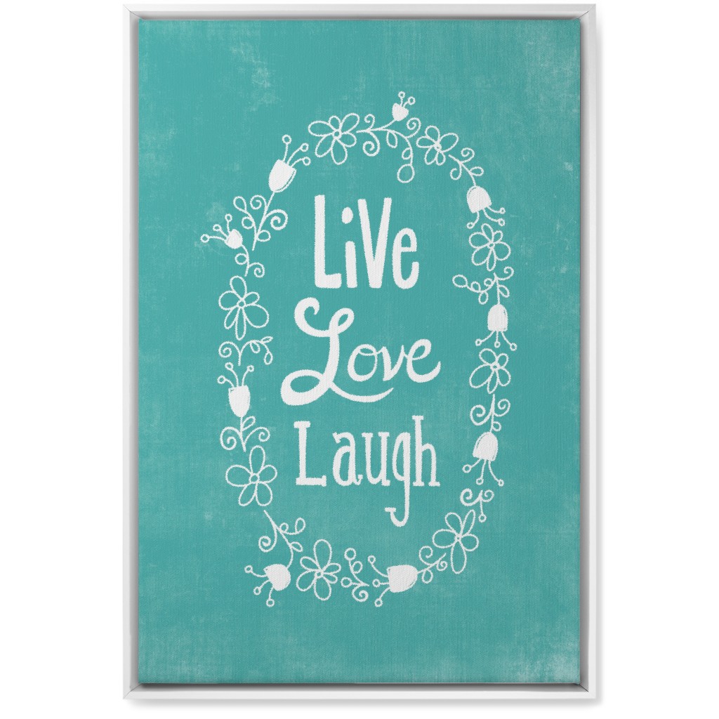 Live, Laugh, Love - Aqua Wall Art, White, Single piece, Canvas, 20x30, Green