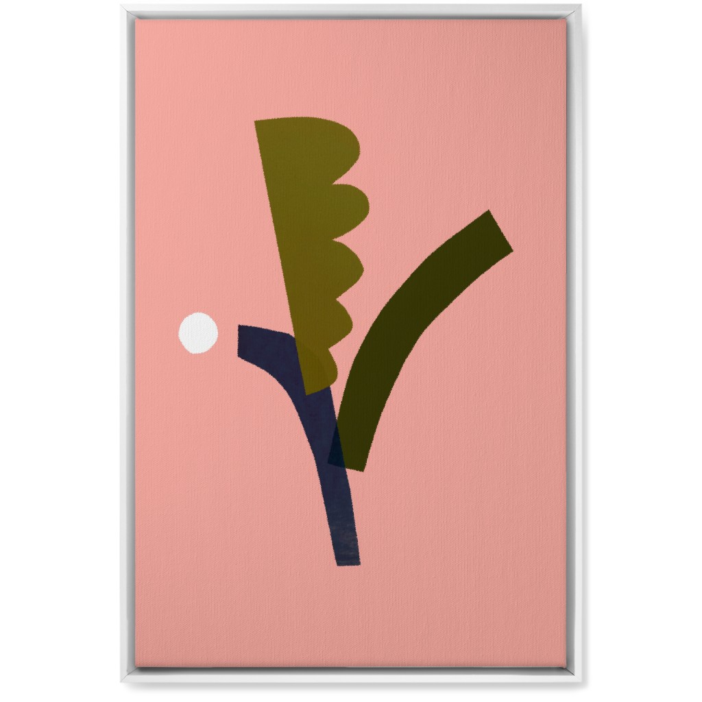 Leaves - Pink Wall Art, White, Single piece, Canvas, 20x30, Pink