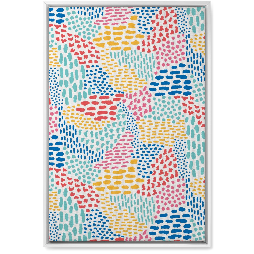 Abstract Colorful Dots and Dashes - Multi Wall Art, White, Single piece, Canvas, 20x30, Multicolor
