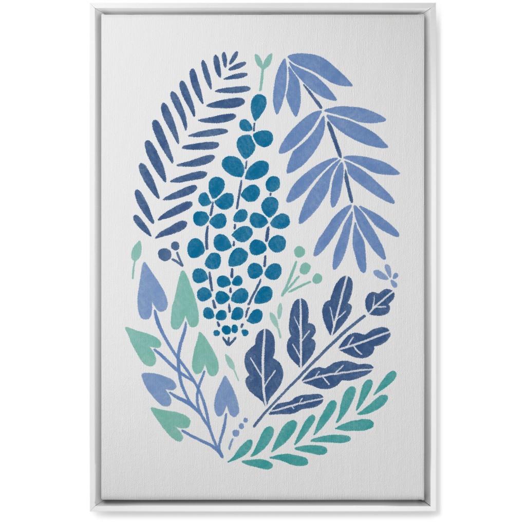 Botanical Composition Wall Art, White, Single piece, Canvas, 20x30, Blue