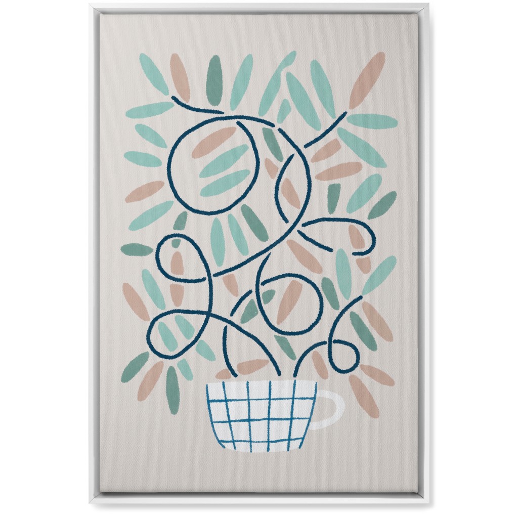 Cup and Plants Wall Art, White, Single piece, Canvas, 20x30, Beige, Silver Lining