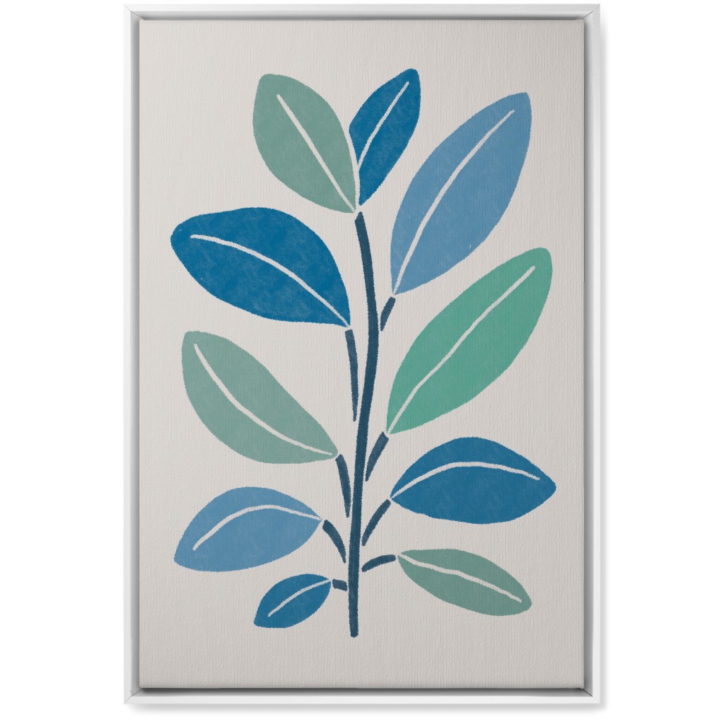 Plant Branch Wall Art, White, Single piece, Canvas, 20x30, Blue