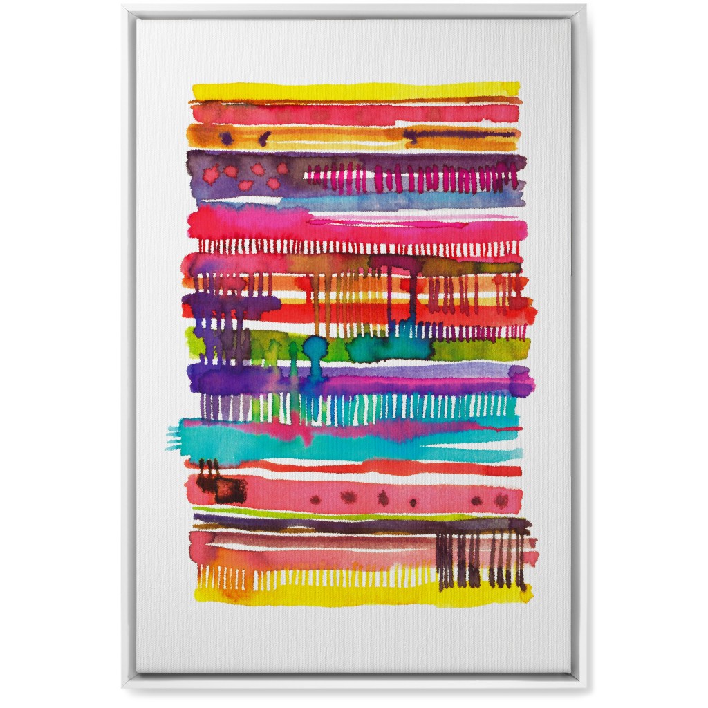 Watercolor Irregular Vainica Stripes - Multi Wall Art, White, Single piece, Canvas, 20x30, Multicolor