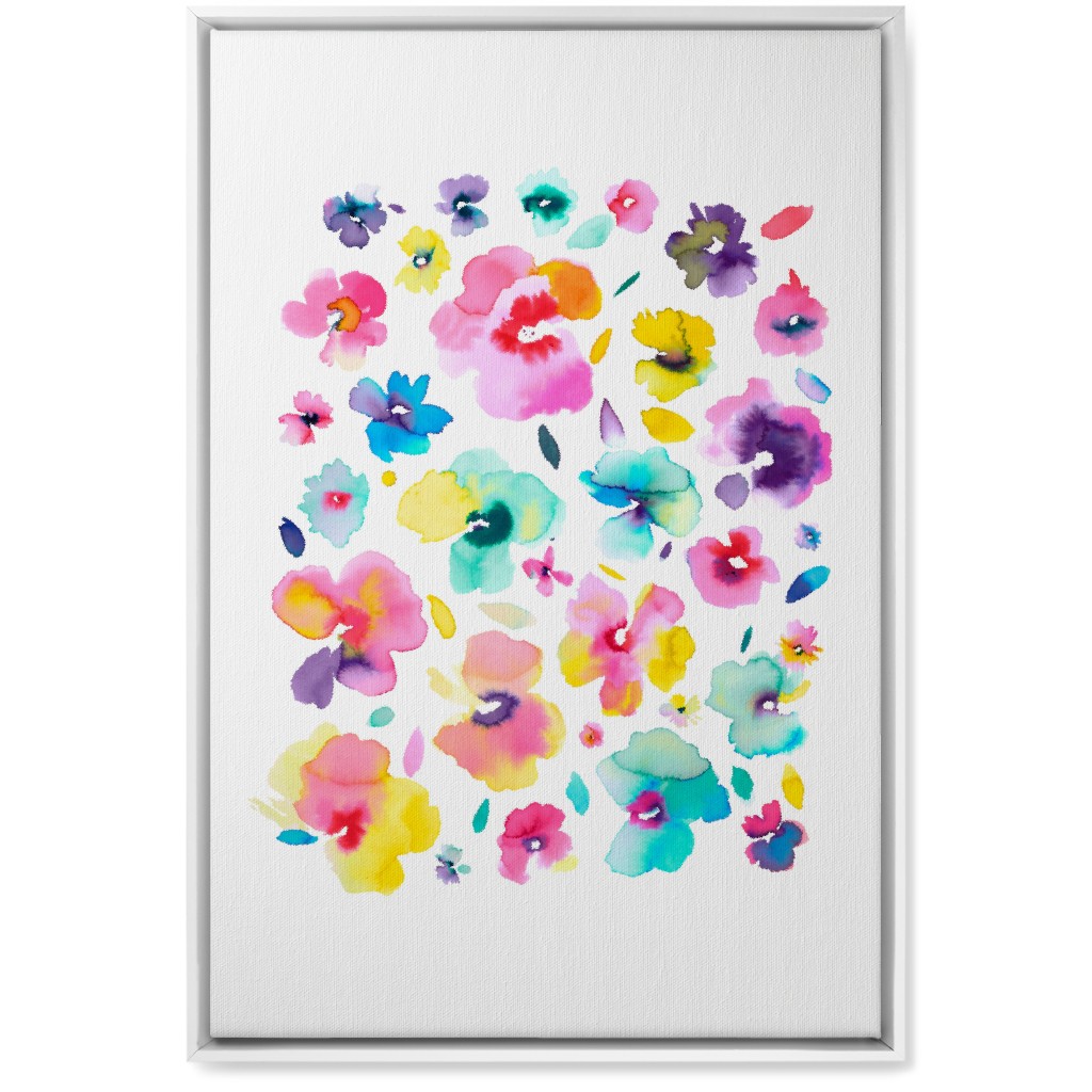 Watercolor Beautiful Flowers - Multi Wall Art, White, Single piece, Canvas, 20x30, Multicolor