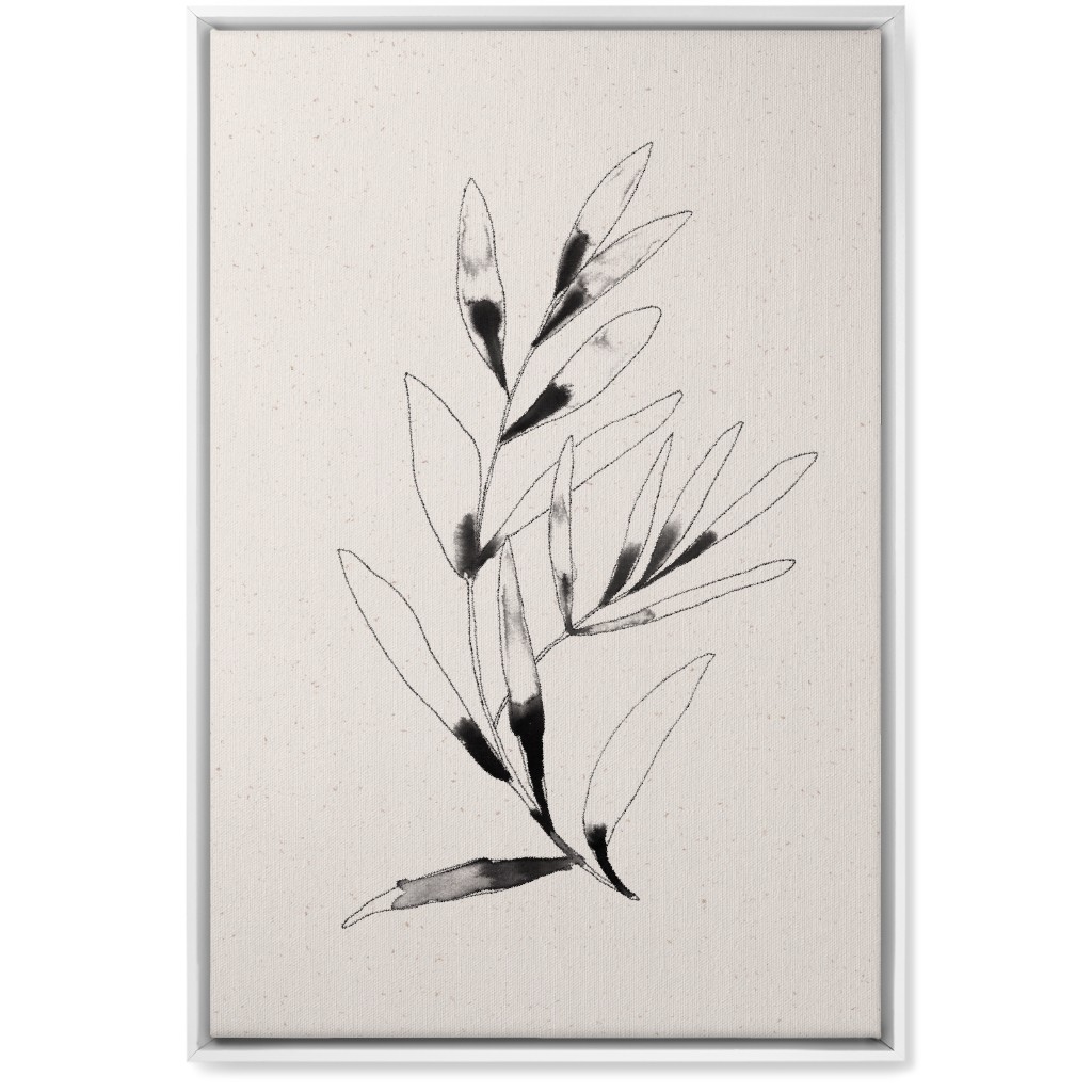 Olive Branch Watercolor - Neutral Wall Art, White, Single piece, Canvas, 20x30, Beige