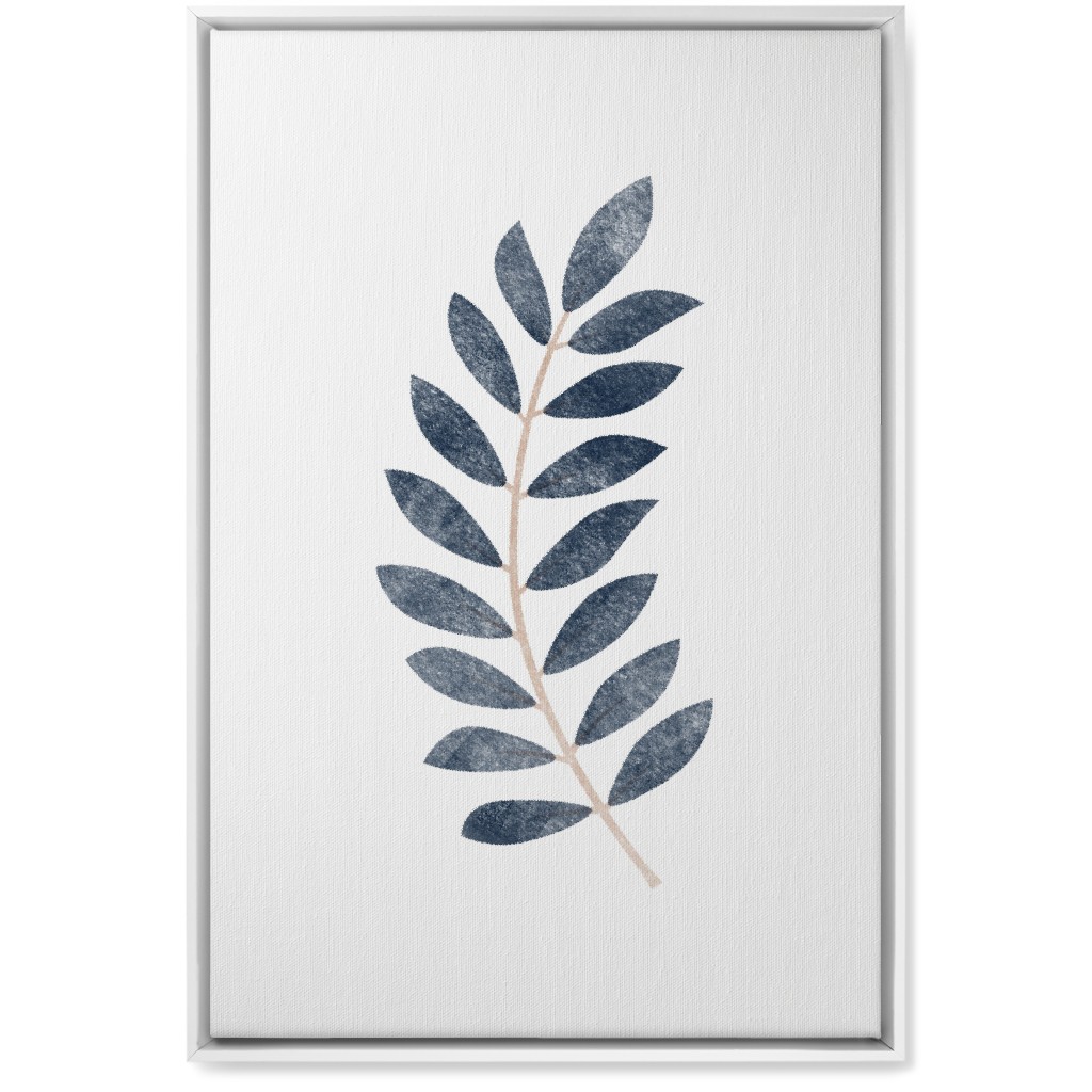 Botanical Leaf Ii Wall Art, White, Single piece, Canvas, 20x30, Blue, Storm