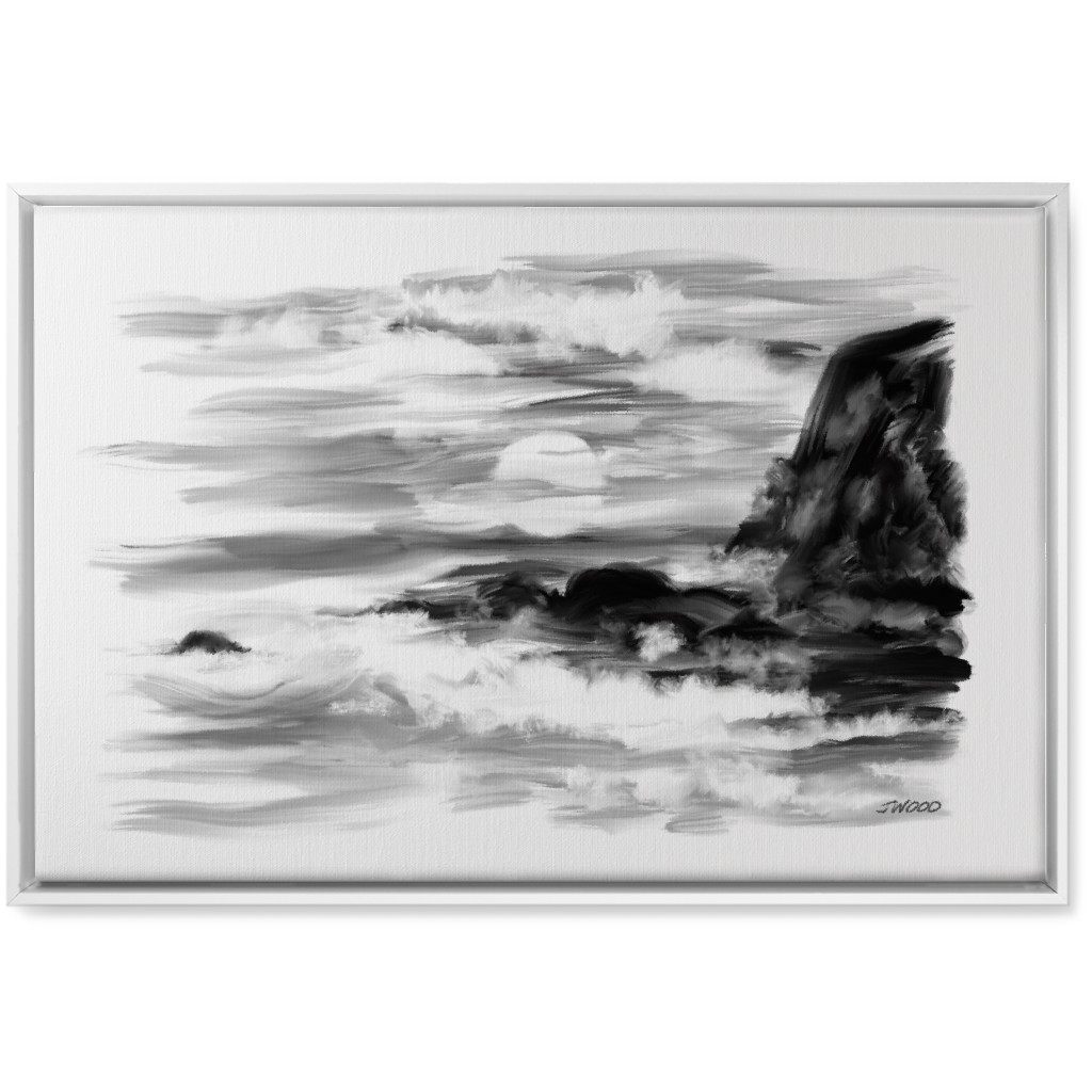 Stormy - Black and White Wall Art, White, Single piece, Canvas, 20x30, Black