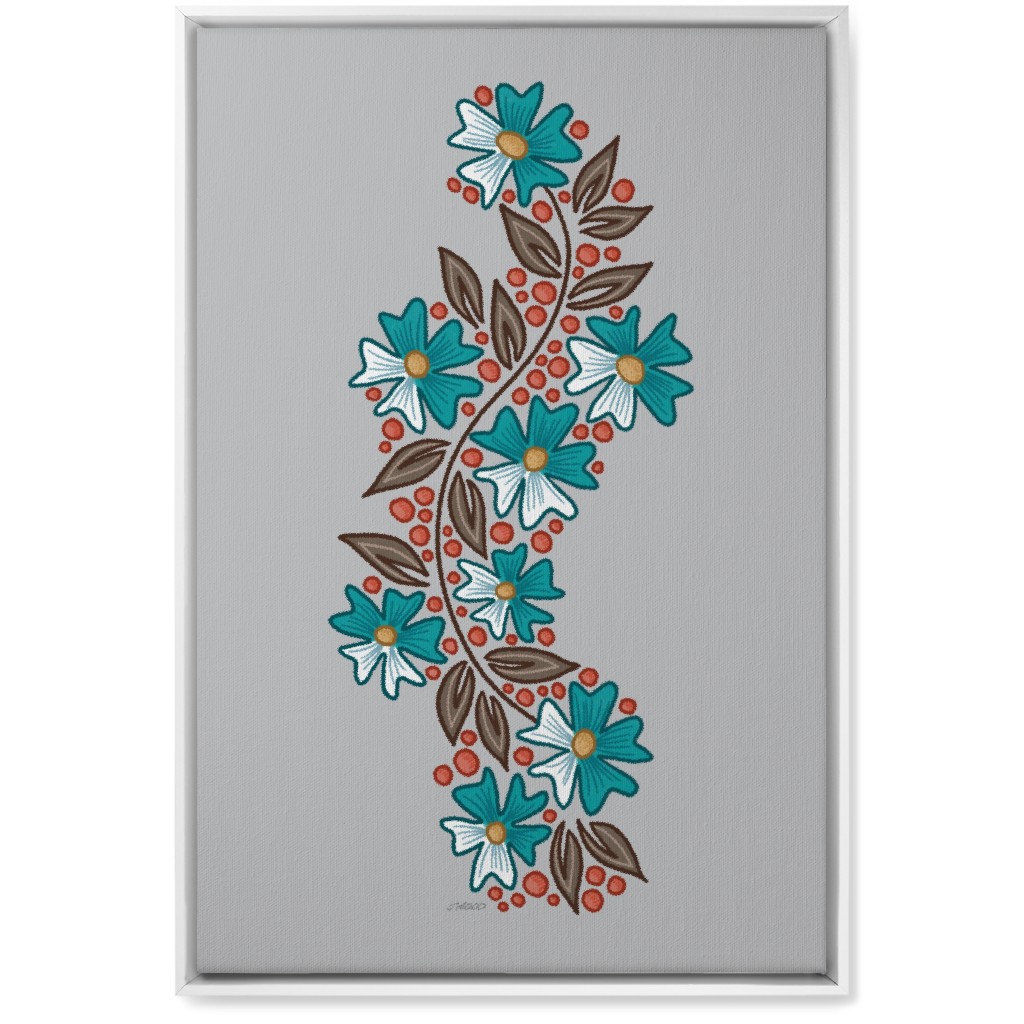 Floral Swish - Multi Wall Art, White, Single piece, Canvas, 20x30, Gray, Gray