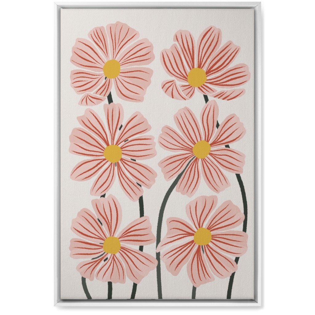 Botanical Cosmos Flowers Wall Art, White, Single piece, Canvas, 20x30, Pink